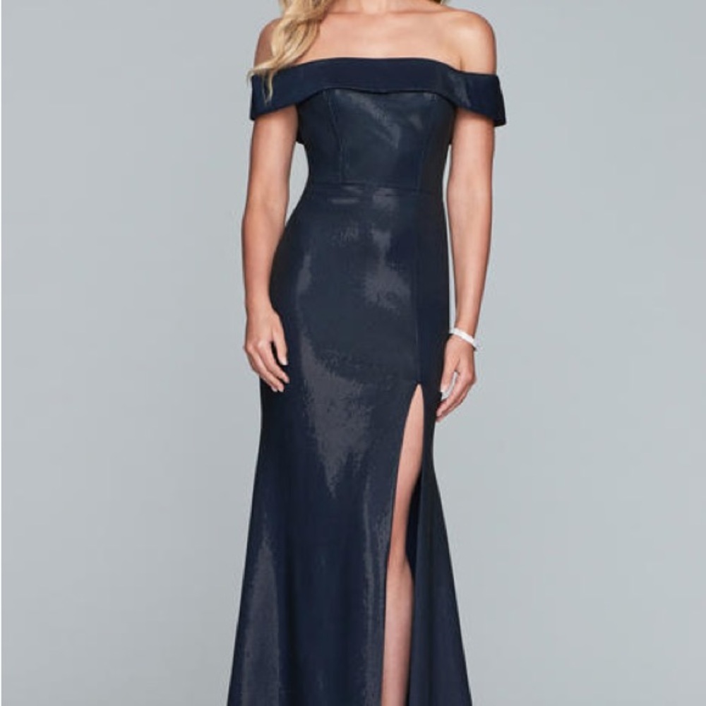 Faviana Strapless Navy Gown